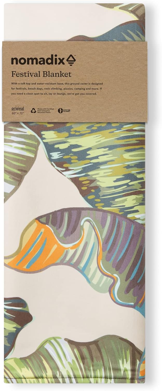 Nomadix Festival Blanket - Perfect for Picnics, Camping, & Lawn Seating - Plush Top & Water Resistant Base - Made with Post Consumer Recycled Materials - Banana Leaf Green - 60x70