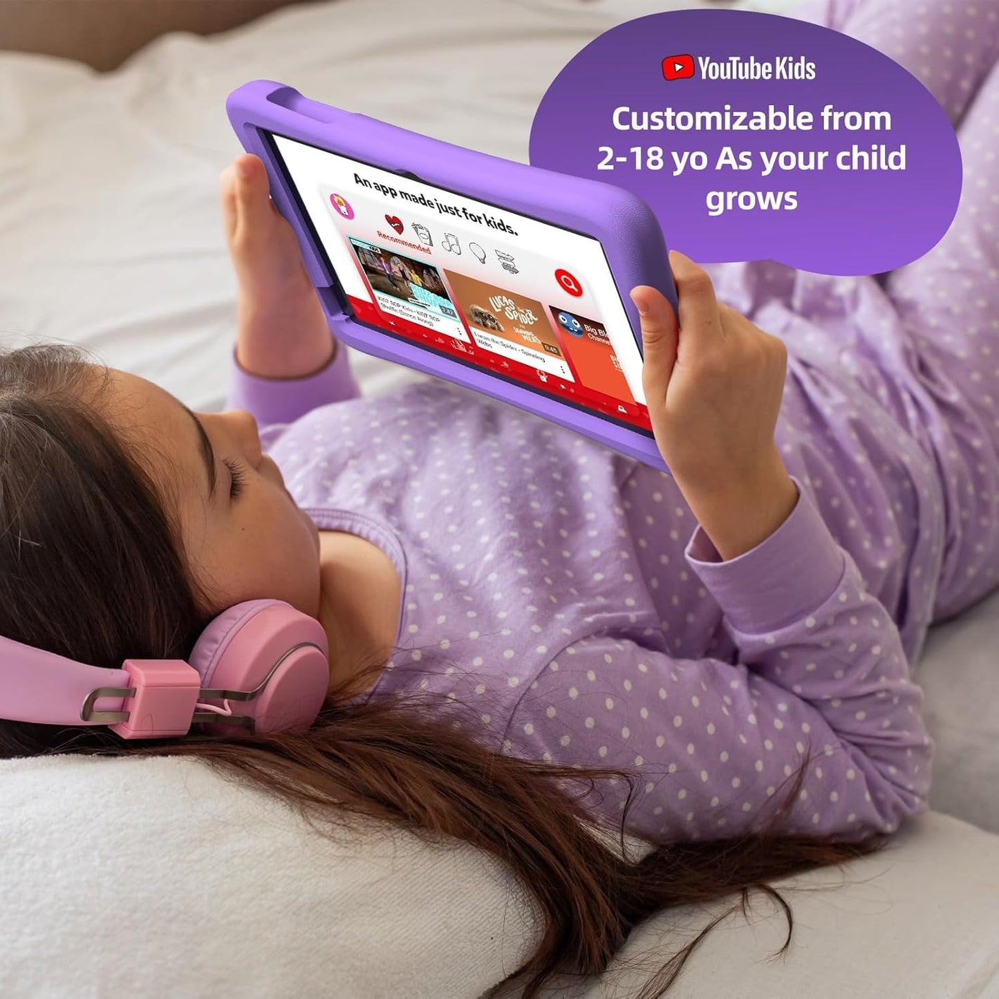 plimpton 2025 Upgraded Kids Tablet, 10 Inch Android 15 Tablet for Kids with Case Included, Octa-Core, Google Kids Space, Parental Control, 4GB+64GB, WiFi, YouTube, Great Gift for Toddler(Purple)