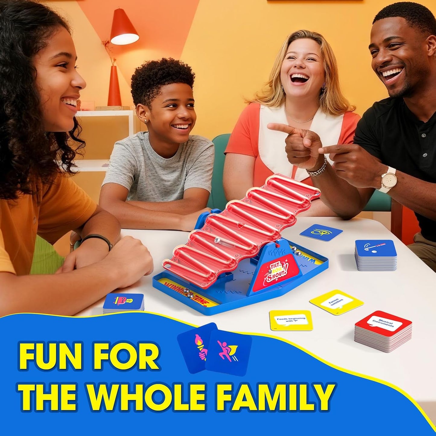 Tilt and Shout Game, Family Board Game for Adults & Teens & Kids Age 10+, Speedy Fast-Paced Party Games for Game Night, Birthday Gifts, Category Cards & Seesaw Timer, 2-8 Players