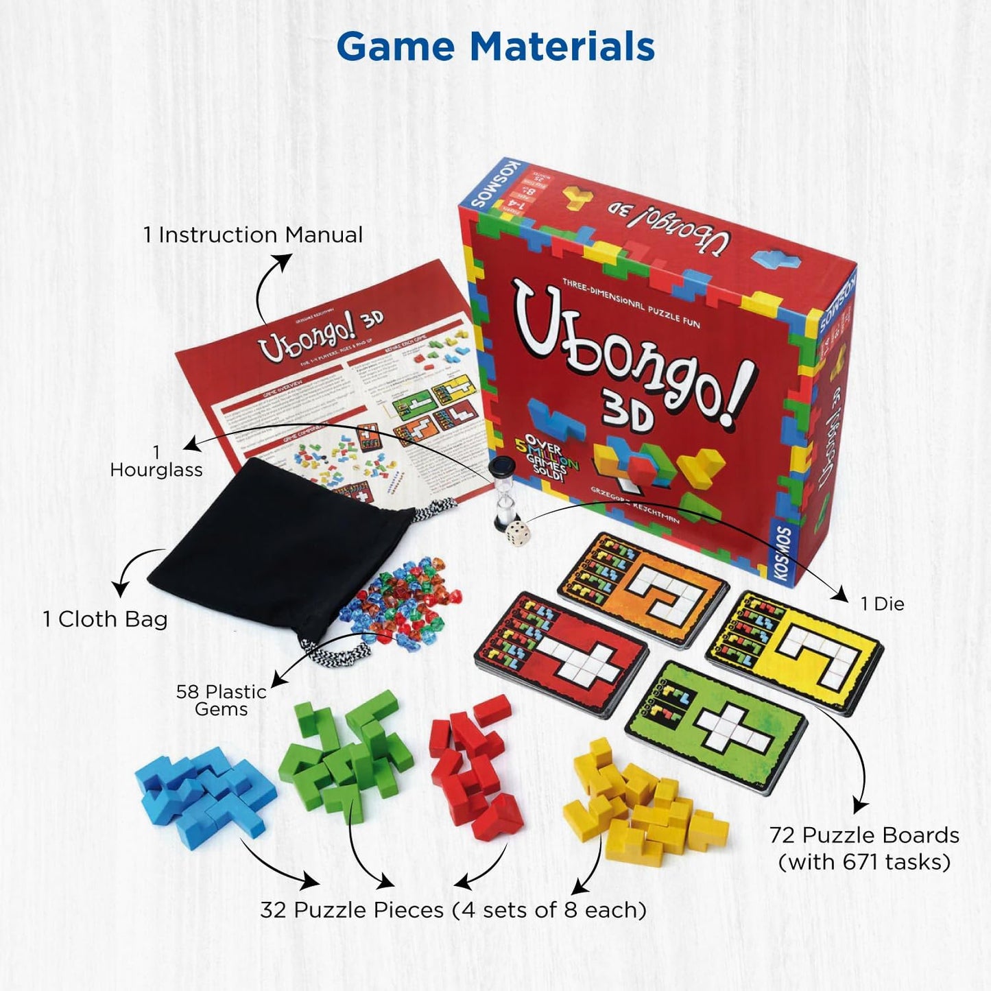 Ubongo 3D - a Kosmos Game | Geometric Puzzle Game with Three-Dimensional Blocks | Family Friendly Fun Game | Highly Re-Playable | Quality Components (Made in Germany) | 1 to 4 Players, Ages 8 and up