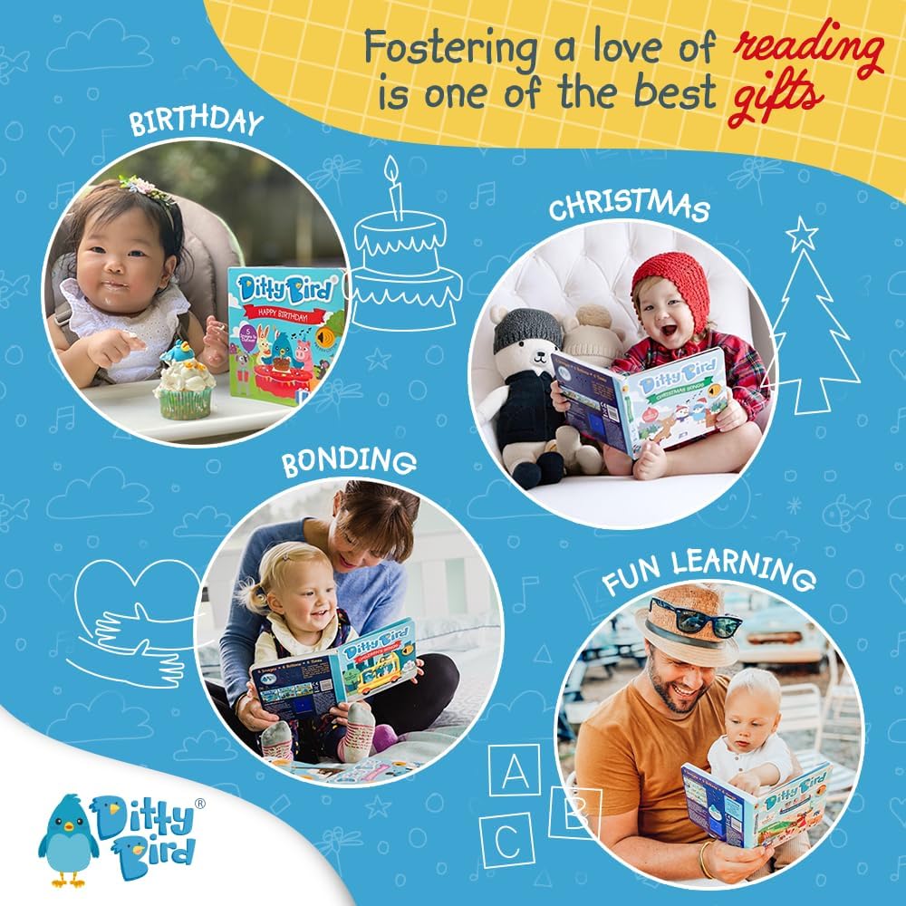 DITTY BIRD Chinese Poems Book Children Songs Edition | Bilingual Musical Book for Toddlers, English & Chinese | Fun, Interactive Sound Books for Babies & Toddlers | Mandarin Book for Learning