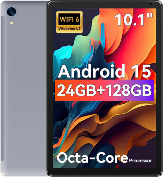 Tablet,10.1" Android Tablet with Octa-core Processor 24GB RAM 128GB ROM HD IPS Touchscreen 8H Battery, Wi-Fi 6, BT 5.0, Dual Camera, Android 15 Tablets 2025