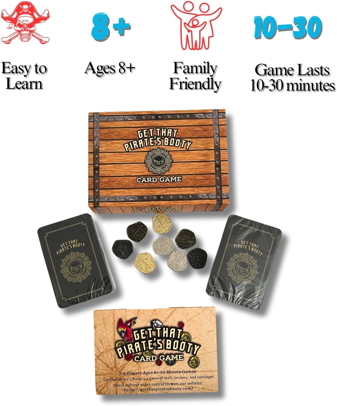 Get That Pirate's Booty Card Game, Fun 2-6 Player Family-Friendly Card Game for Adults, Teens, & Kids a Fun Pirate Themed Game and Good Stocking Stuffers Gift Ideas