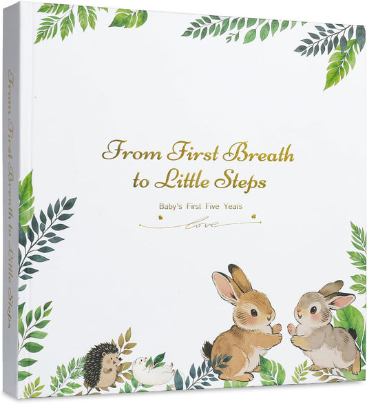 Orzbow Baby Memory Book for Boys and Girls, Timeless First 5 Year Baby Keepsake Book, Gender Neutral Journal Scrapbook Photo Album, Record a Milestone for every Event from Birth to Age 5