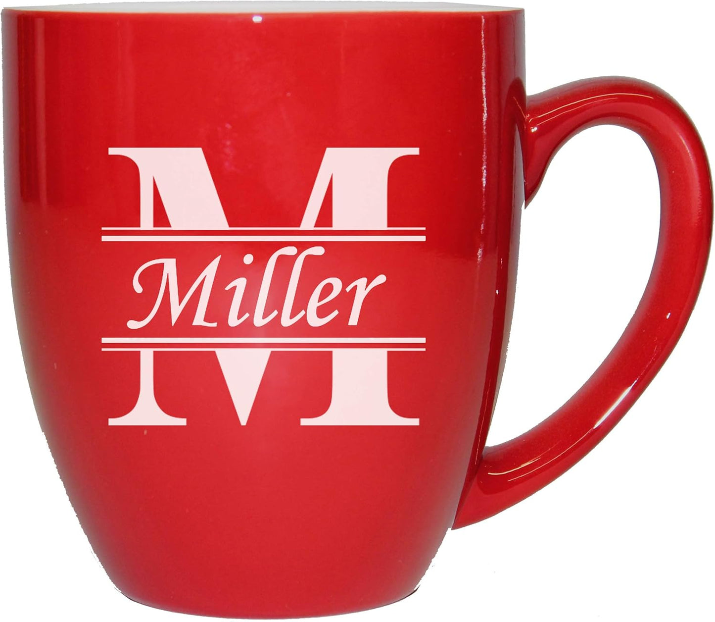 My Personal Memories Custom Monogrammed Coffee Latte Mug and Tea Cup - Personalized and Engraved (Red)