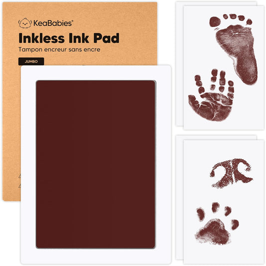 1-Pack Inkless Baby Hand and Footprint Kit - Mess Free Ink Pad for Newborn Keepsake, Dog Nose & Paw Print Kit, Clean Touch Ink Pad for Baby Hand & Footprints, Ideal New Mom Gifts(Auburn, Jumbo)