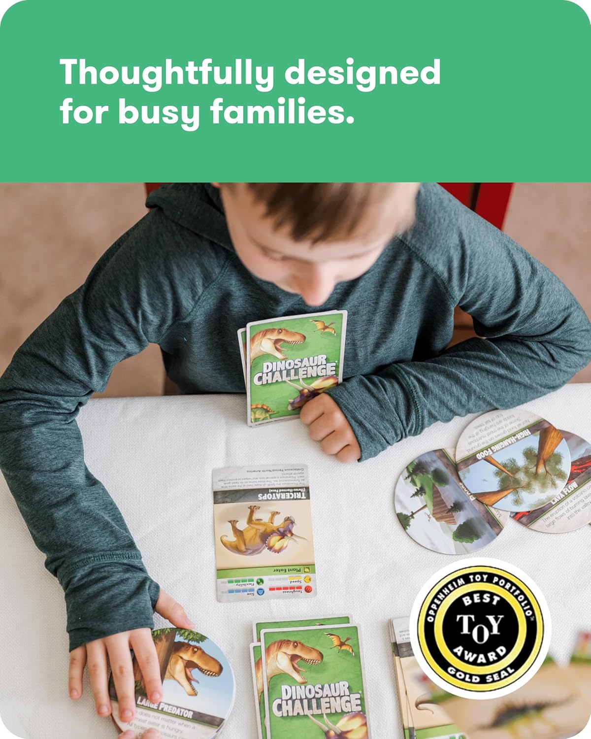 SimplyFun Dinosaur Challenge - Learn About Dinosaurs and Situational Analysis - Engaging and Educational Kids Card Game - 2 to 4 Players - Ages 7 & Up