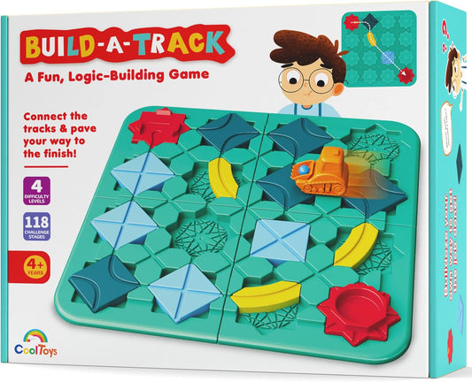 CoolToys Build-A-Track Brain Teaser Puzzles for Kids Ages 4-8 - Educational Smart Logic Board Game for Children, 4 Levels & 100+ Skill-Building Challenges, Fun Home & Travel Boys & Girls STEM Activity