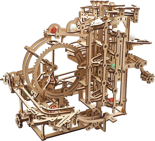 UGEARS Wooden Marble Run Stepped Hoist - Mechanical 3D Wooden Puzzles For Adults Kit, Fun DIY Model Kit Crafts for Adults - Unique Gift 3d Puzzle For Adults Marble Game for Hobby Enthusiasts - 355 Pcs